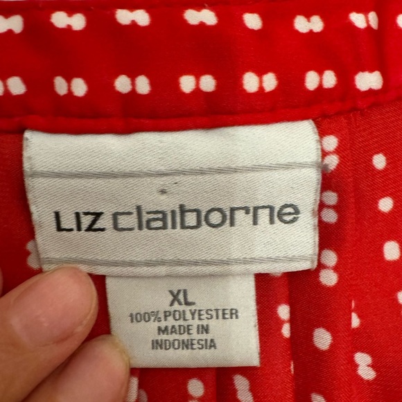 Liz Claiborne Red Polka Dot Blouse Size XL - Picture 4 of 6
